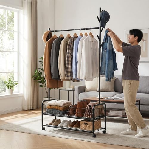 ZYRA Garment Rack with Wheels - Black #Color_Black