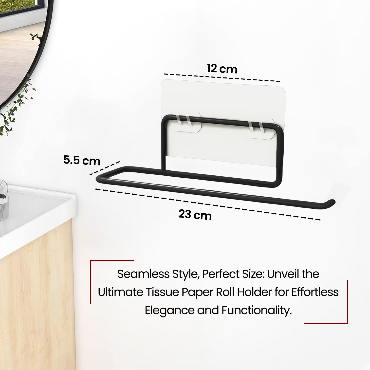 Bathroom Toilet Paper Roll Holder (Self Adhesive, No drilling)