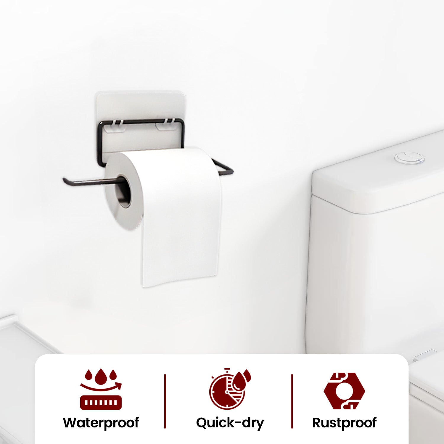 Bathroom Toilet Paper Roll Holder (Self Adhesive, No drilling)