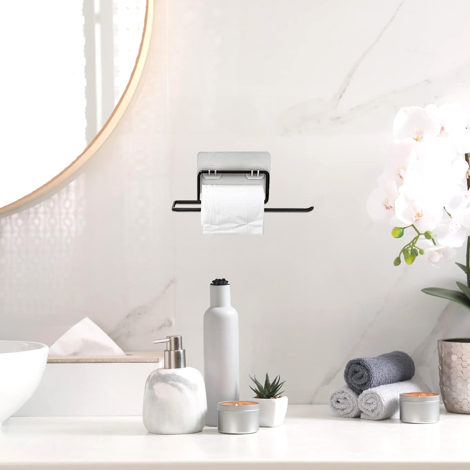 Bathroom Toilet Paper Roll Holder (Self Adhesive, No drilling)