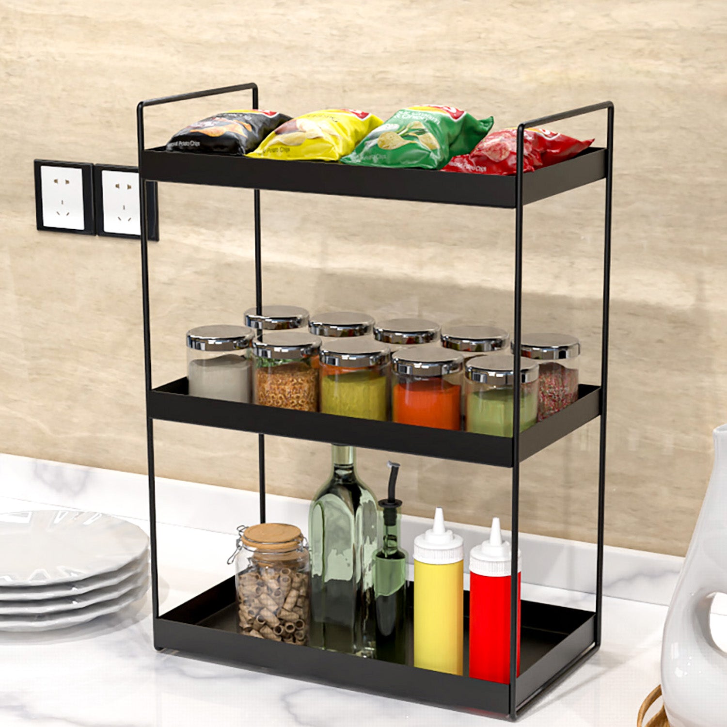 Spice Organizer Rack Double Layer Spice Rack Tier Standing Spice