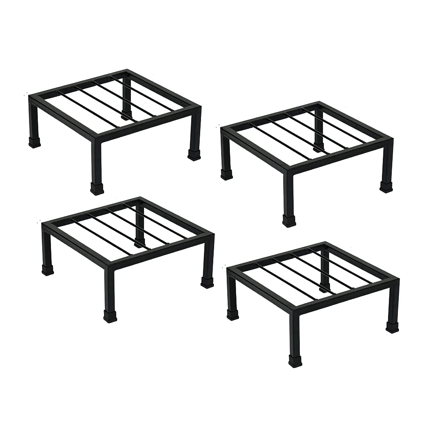 MAGNUS Thick Metal Plant Stand for Balcony (Square) | Pots Planter Stand for Indoor & Outdoor Garden (Black)
