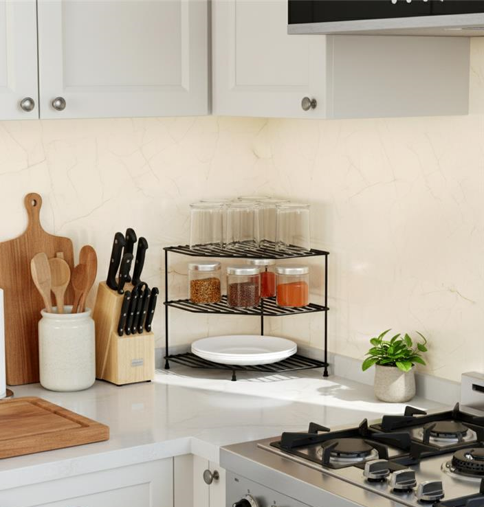 3-Tier Steel Corner Storage Rack