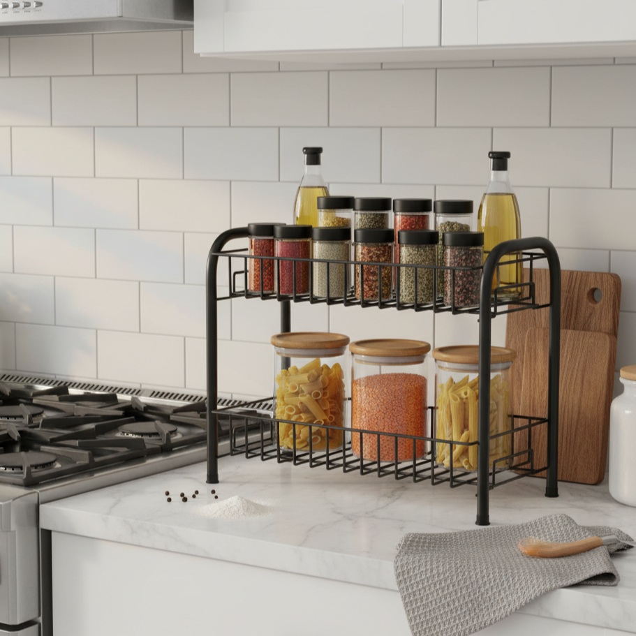 2 Tier Spice Rack Container Organizer (Thickened pillars)