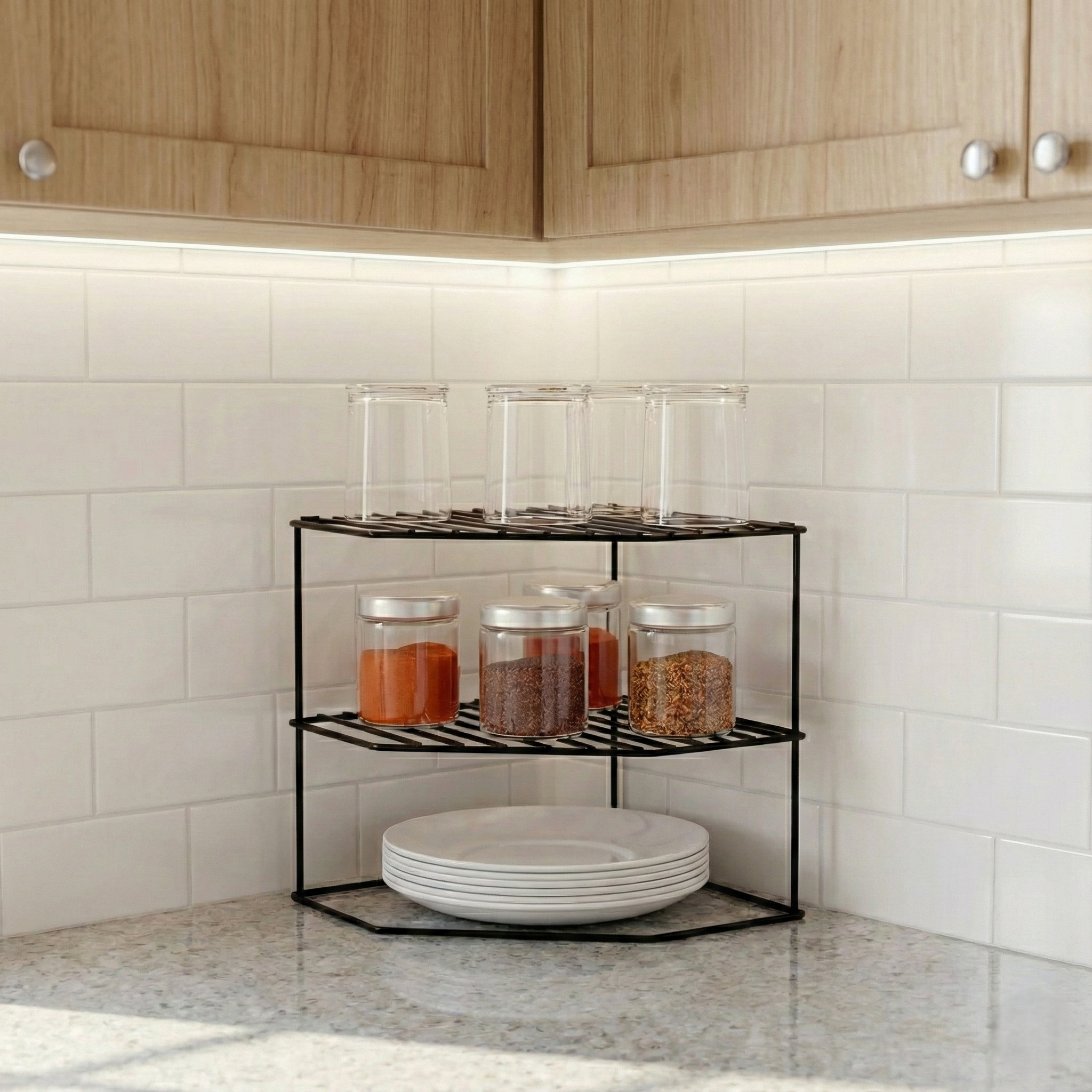 Kona 3-Tier Steel Corner Storage Rack