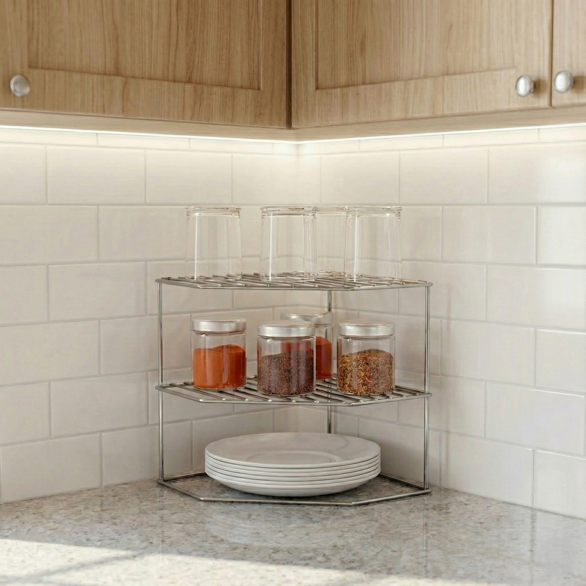 Kona 3-Tier Steel Corner Storage Rack