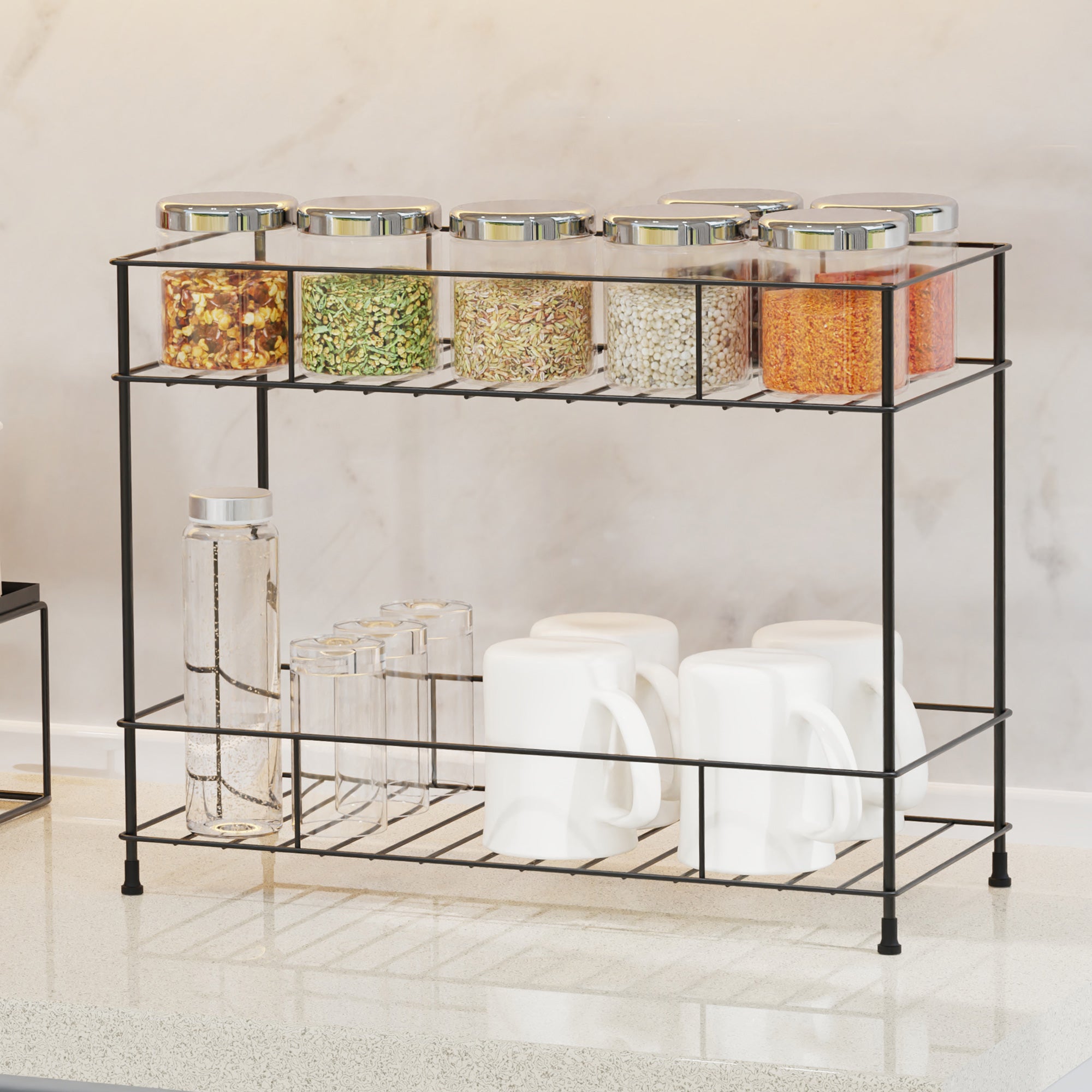 2-Tier Standing Spice Rack Storage Container