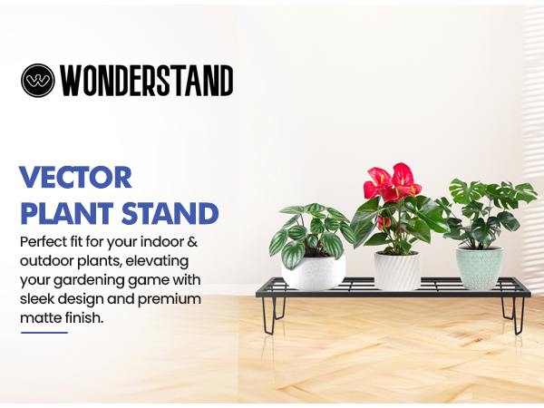 WonderStand VECTOR Metal Plant Stand (Black, Set of 4) - aplus