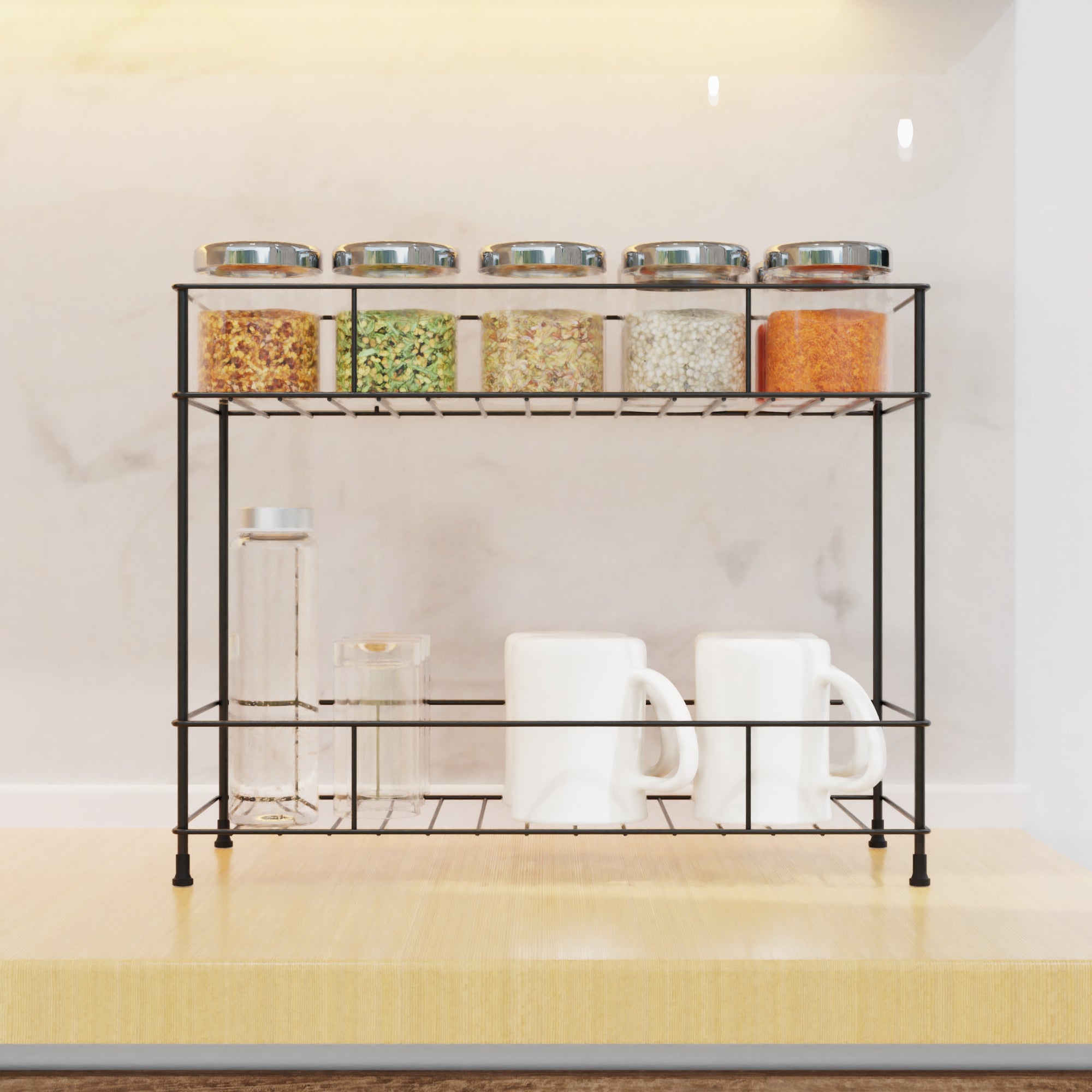 2-Tier Standing Spice Rack Storage Container