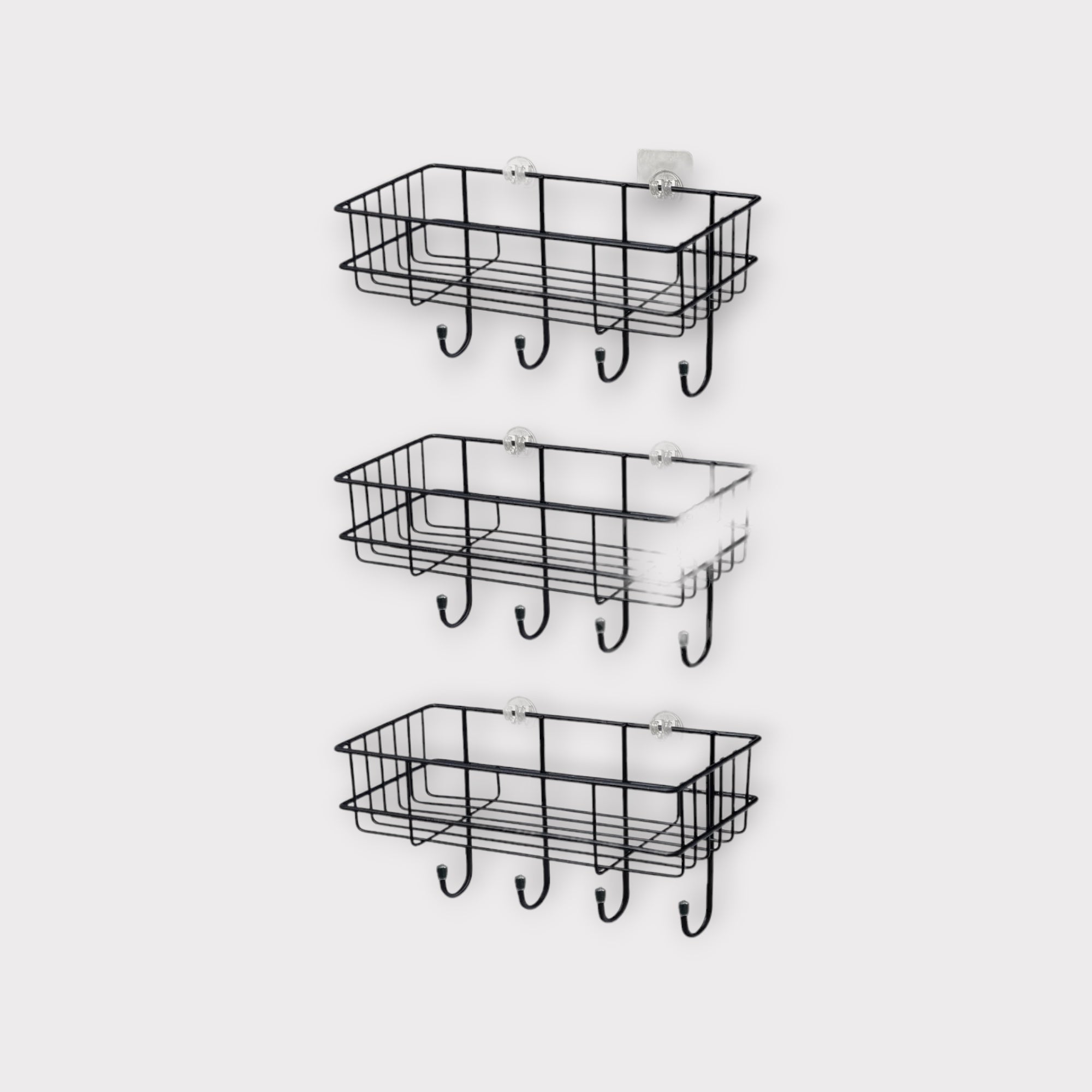 Bathroom Caddy Wall Shelf Rack with Hooks