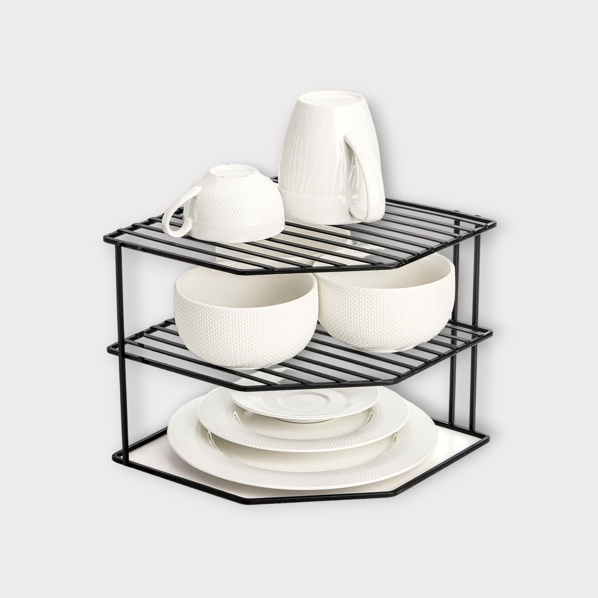 3-Tier Steel Corner Storage Rack