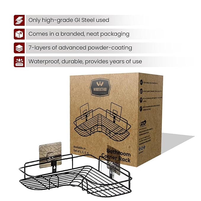 Bathroom Caddy Shelf Rack for Corner Walls