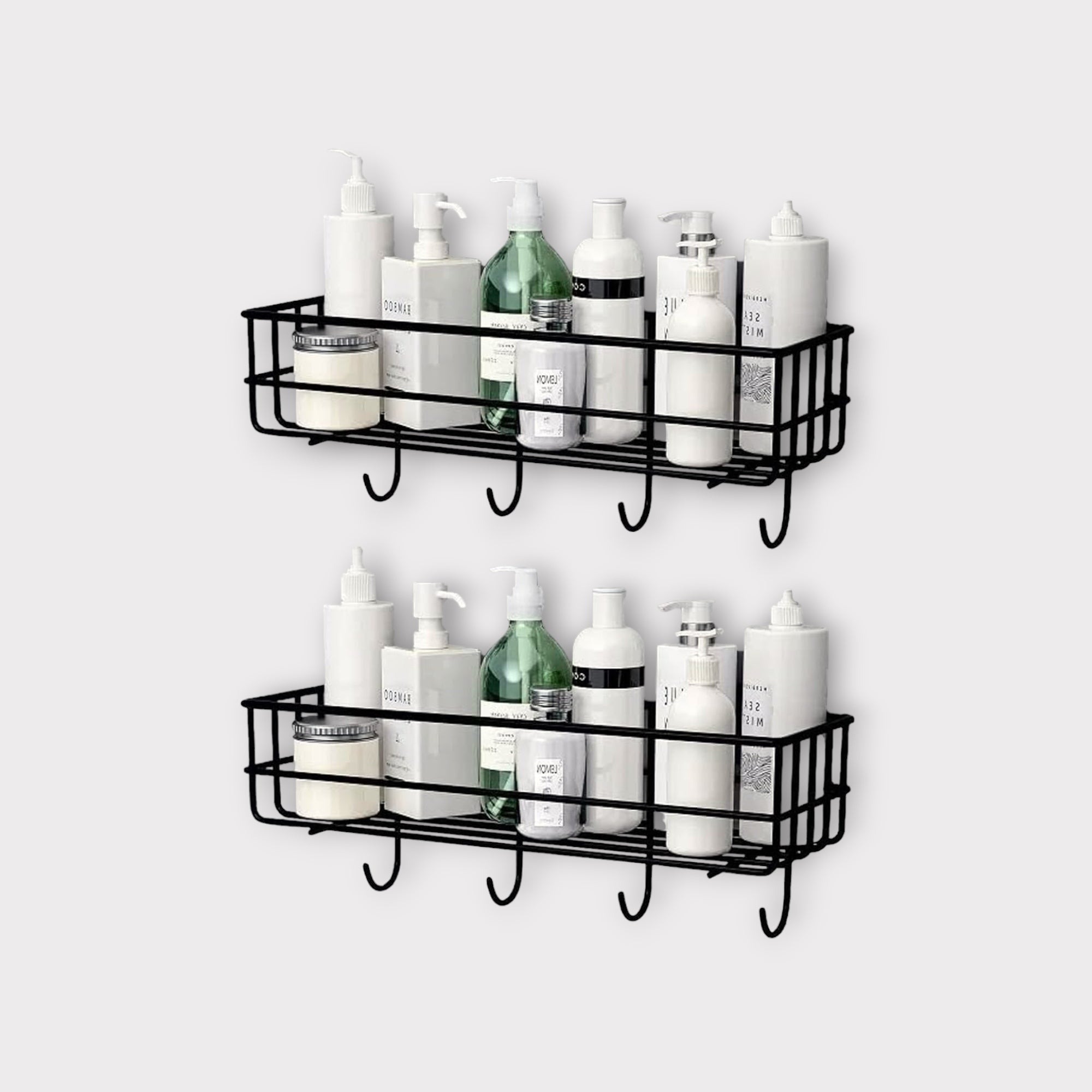 Bathroom Caddy Wall Shelf Rack with Hooks