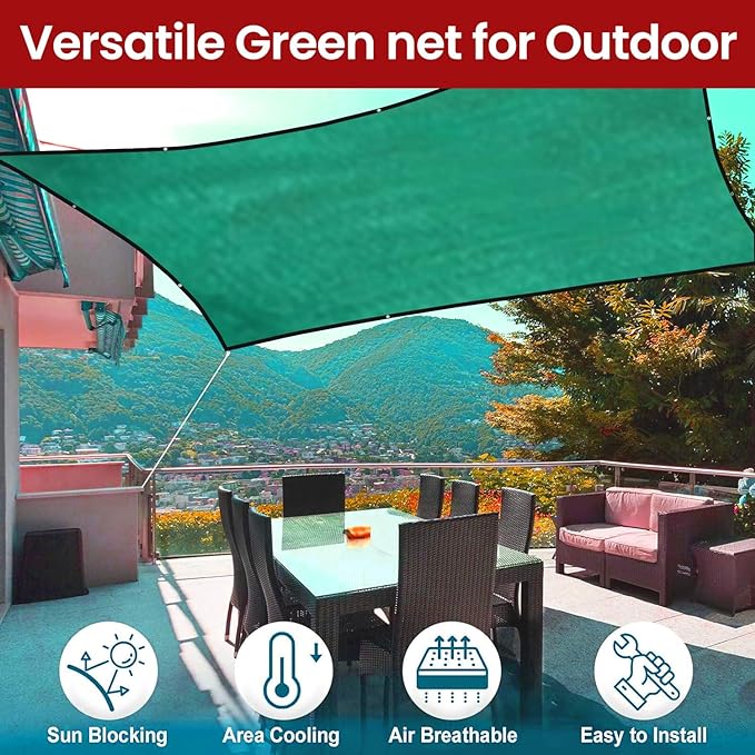 Green Shade Net 75 Percent Sun Block Shade Sail