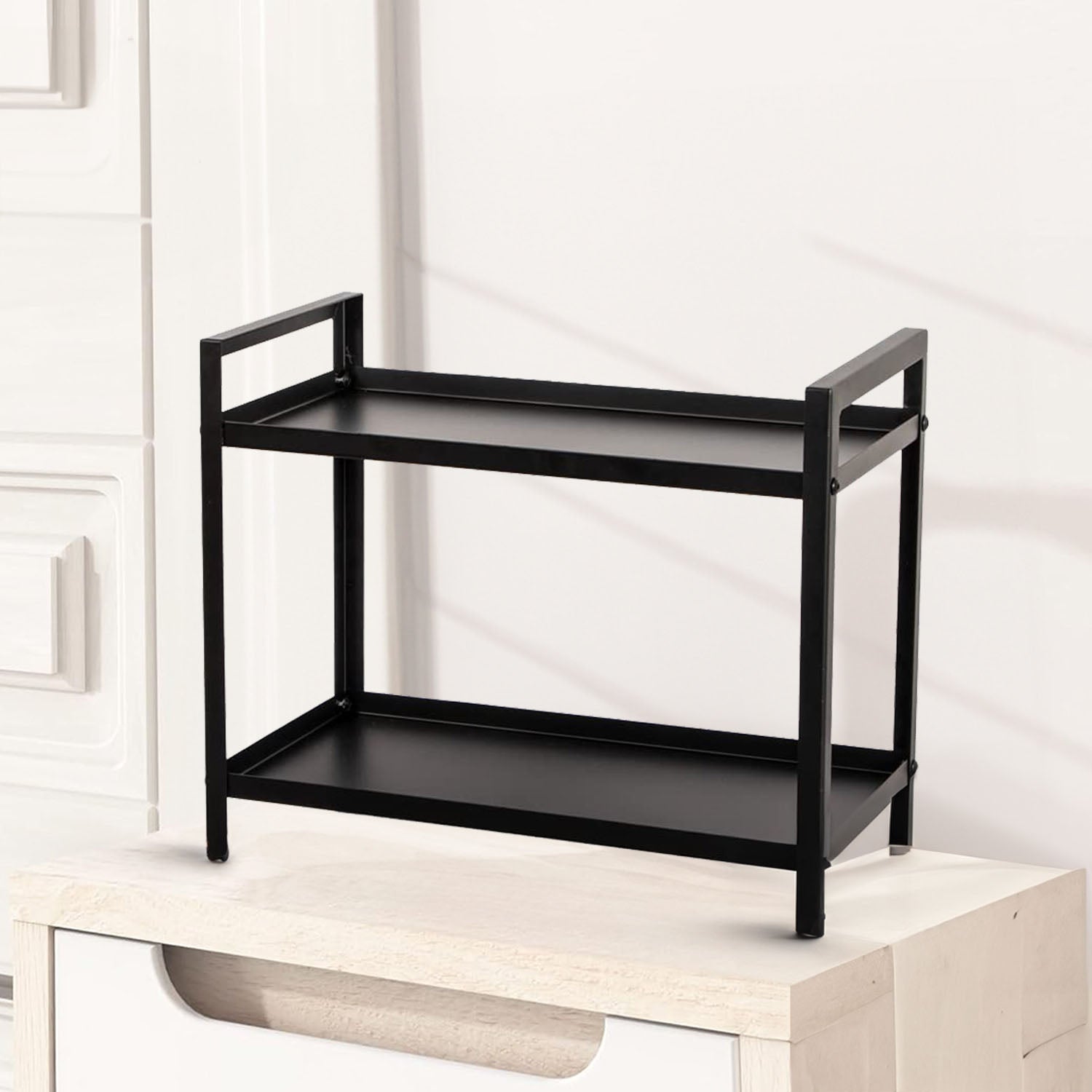 2-Tier Kitchen Countertop Shelf Rack with Metal Base