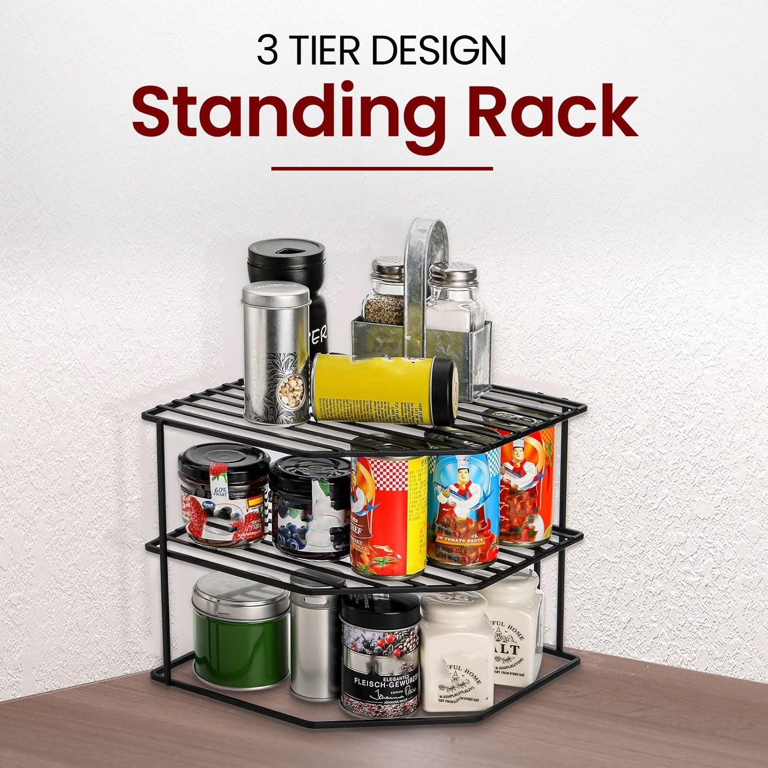 3-Tier Steel Corner Storage Rack