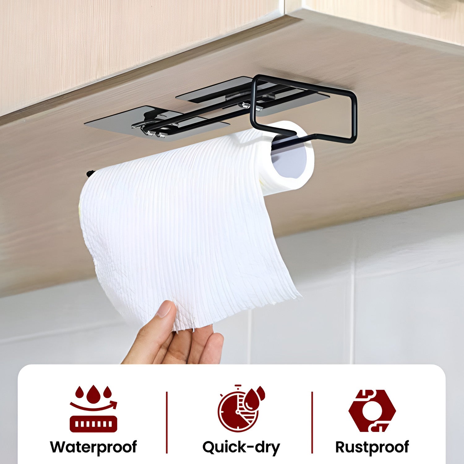 Kitchen Paper Towel Dispenser & Wine Glass Holder (3-in-1)