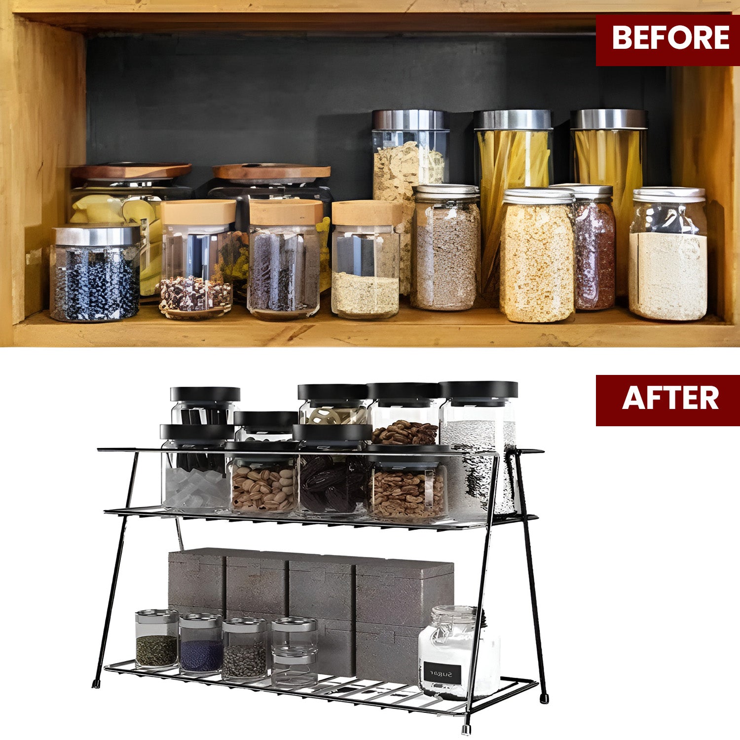 2-Tier Standing Spice Rack Storage Container