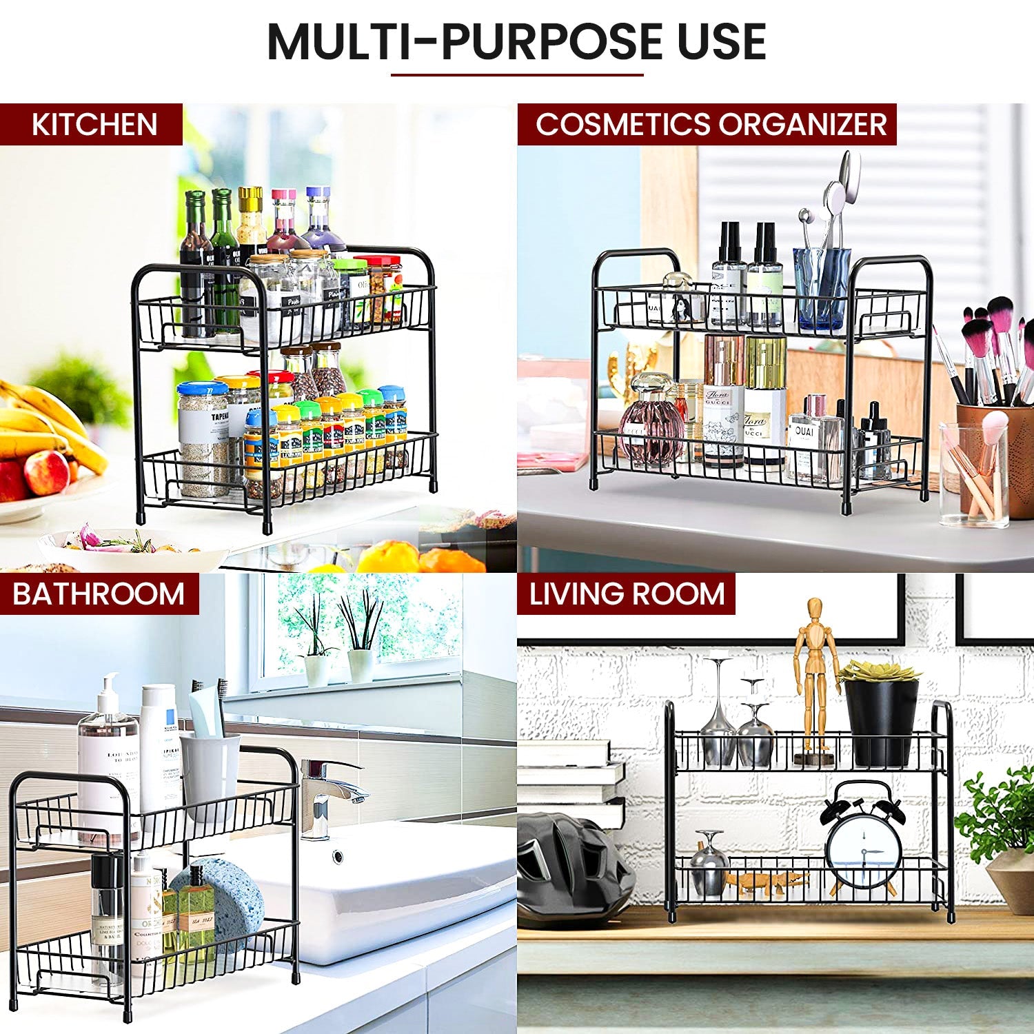 2 Tier Spice Rack Container Organizer (Thickened pillars)