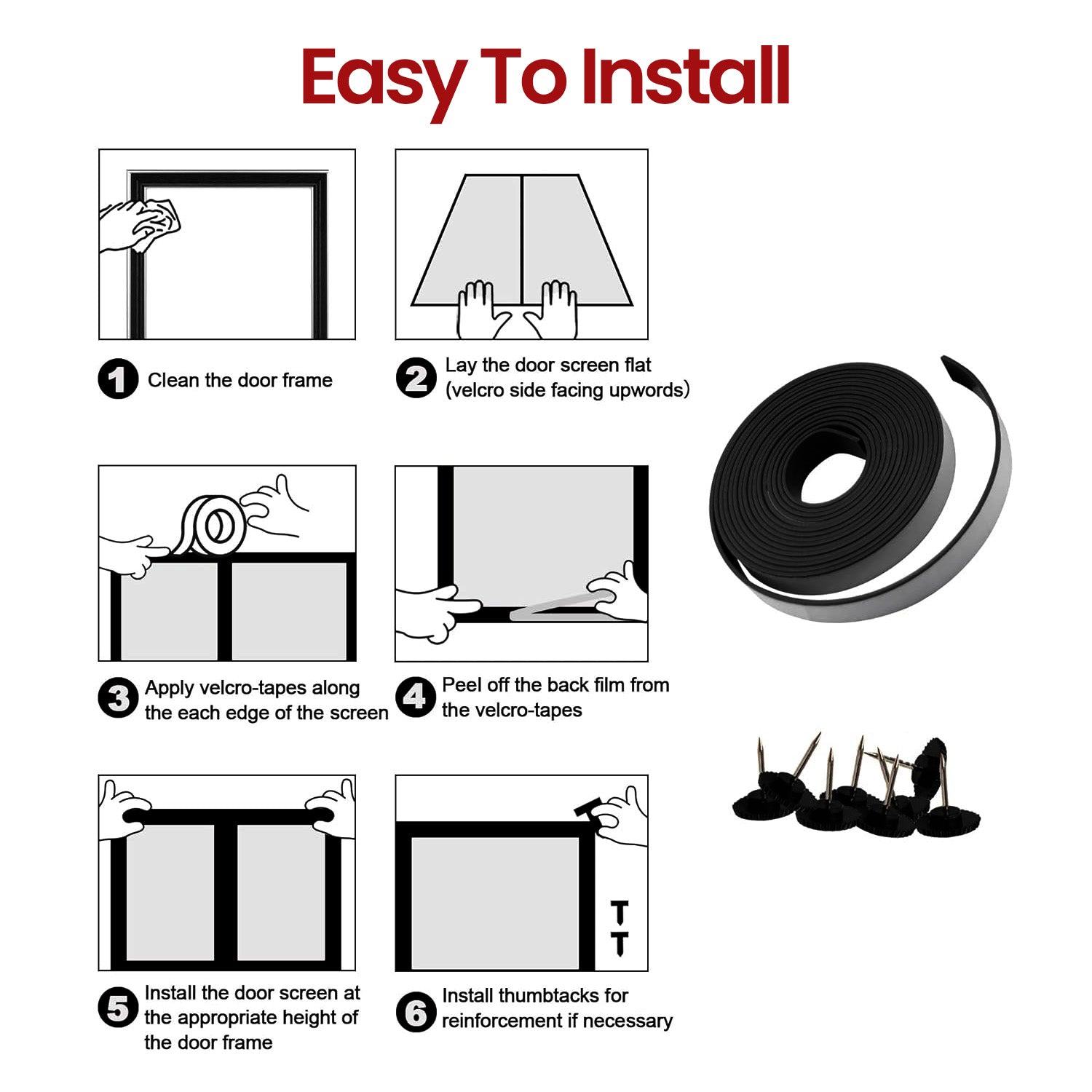 Mosquito Net for Doors, Pre-stitched Net with Magnetic Auto-close