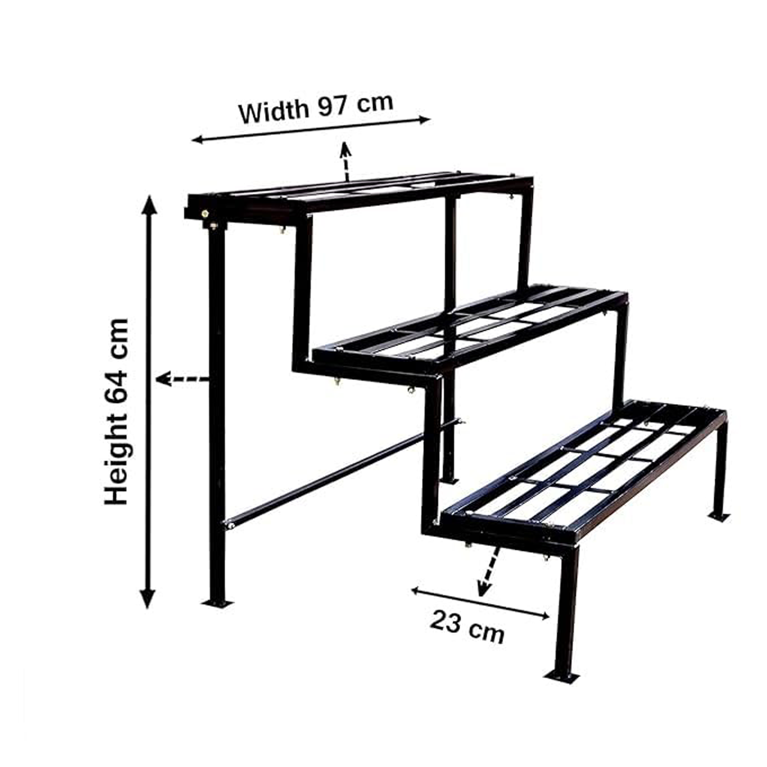 PHOENIX Plant Stand for Balcony (Black) | Planter Stand for Living Room Indoor Outdoor Planter Stand (Easy to assemble, Installation kit included)