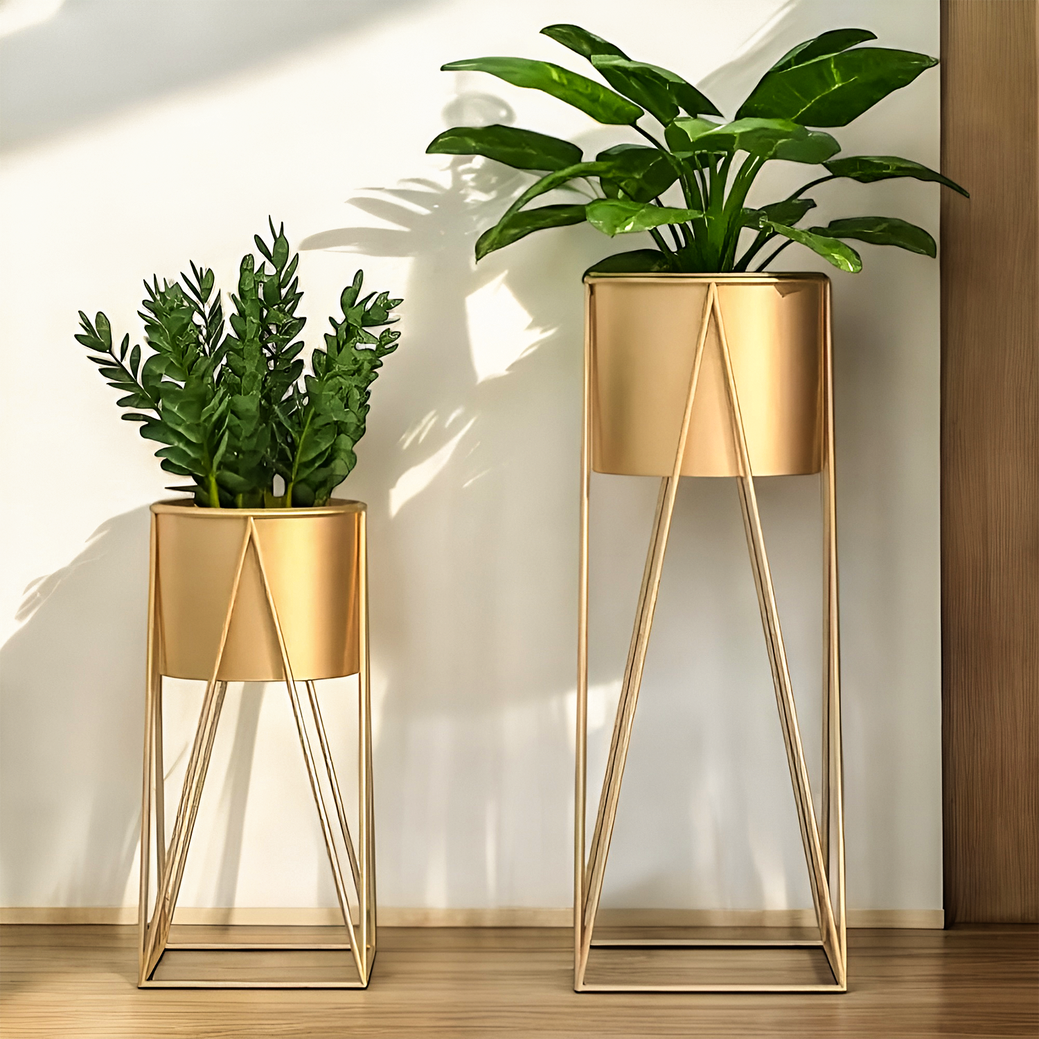 CLEO Plant Stand for Living Room | Metal Planters for Indoor Living | Planter Pots included (Set of 2 Flower Pots)