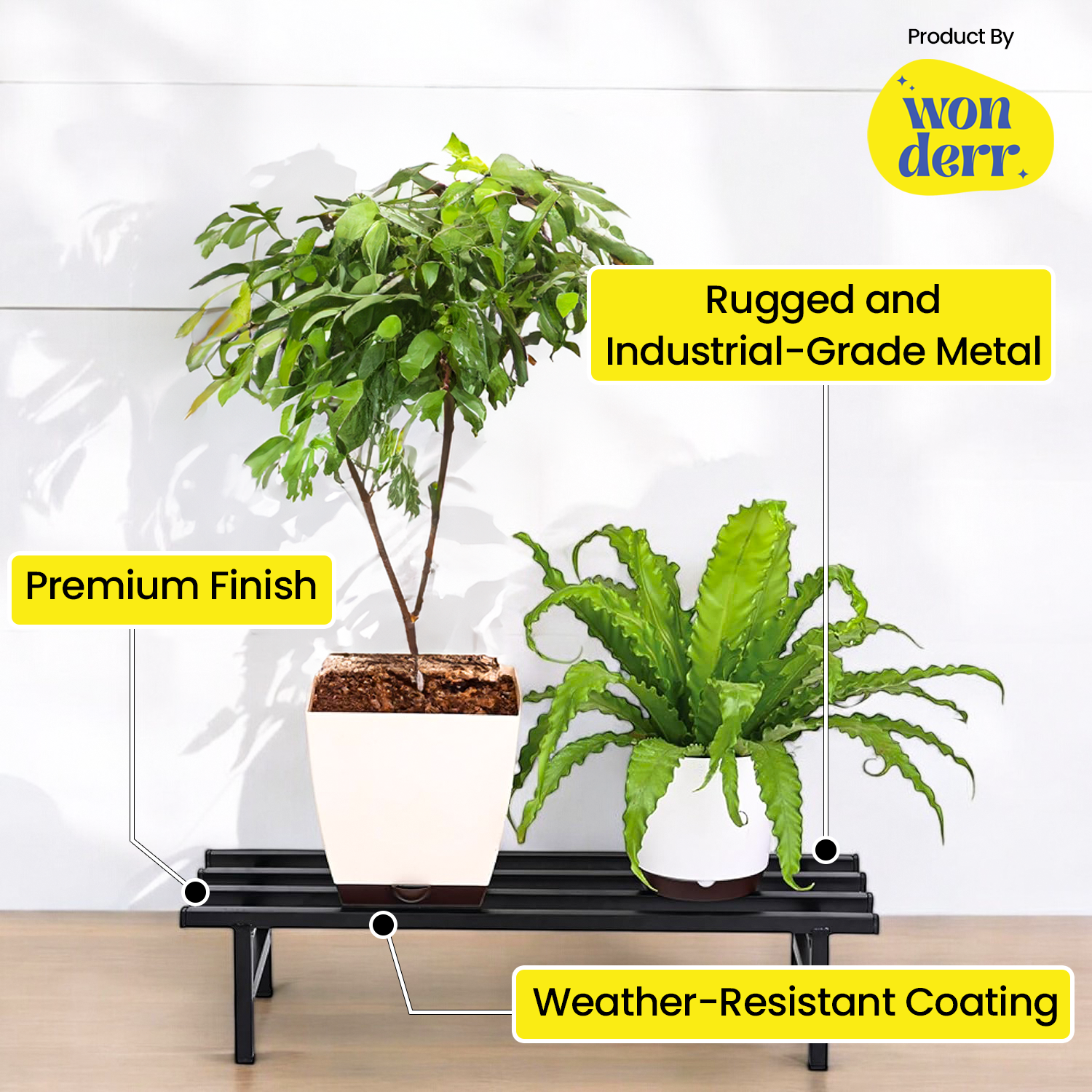 LEO Heavy-Load Metal Plant Stand for Balcony & Living Room | Strong Planter Stand for Indoor & Outdoor (Set of 2)