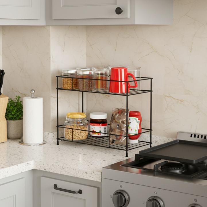 2-Tier Standing Spice Rack Storage Container