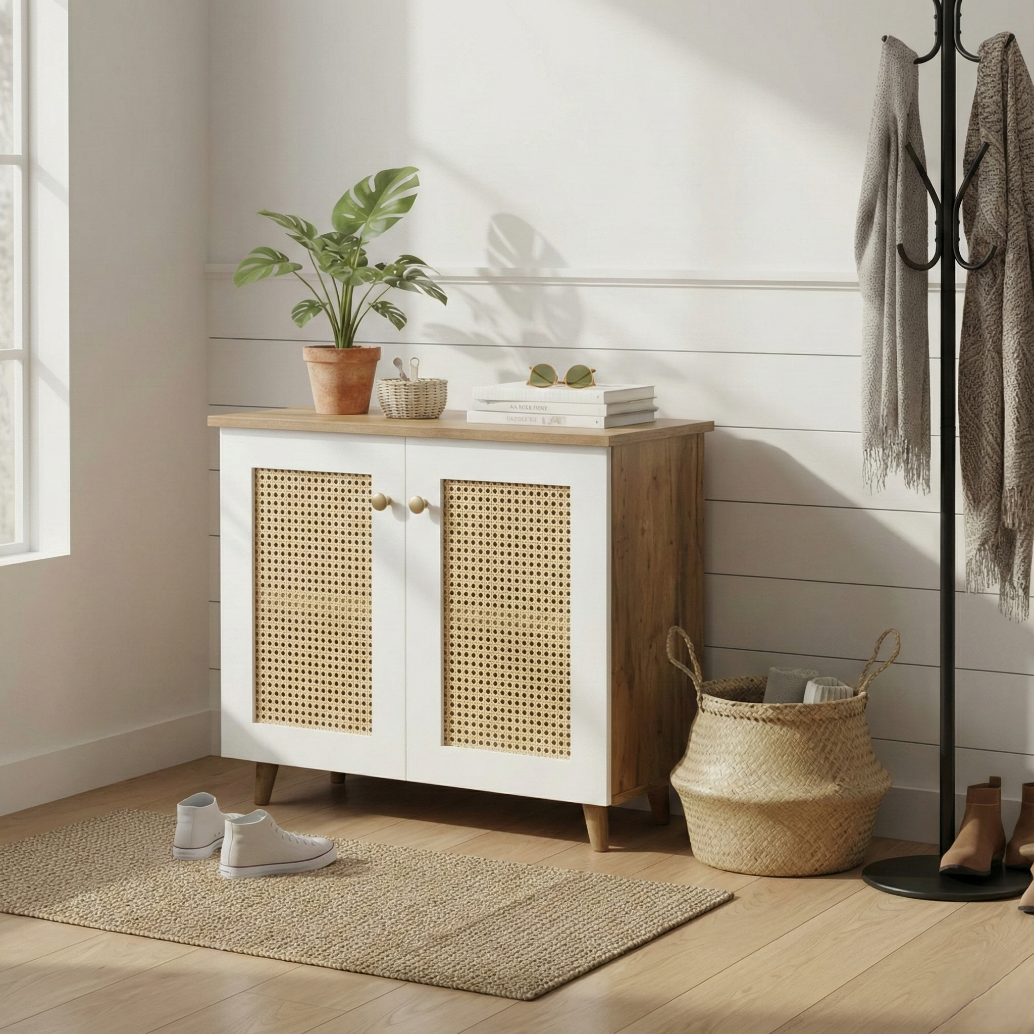 ROMA Shoe Cabinet - Walnut/White