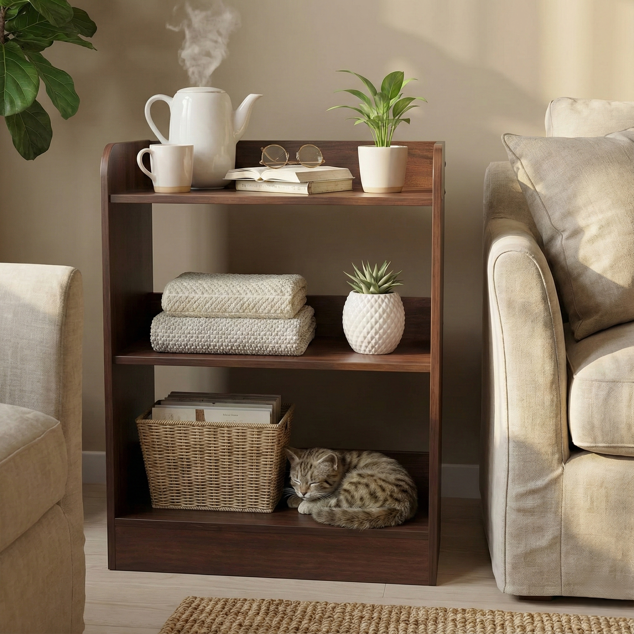 SOMNIA Side Table -Mahogany