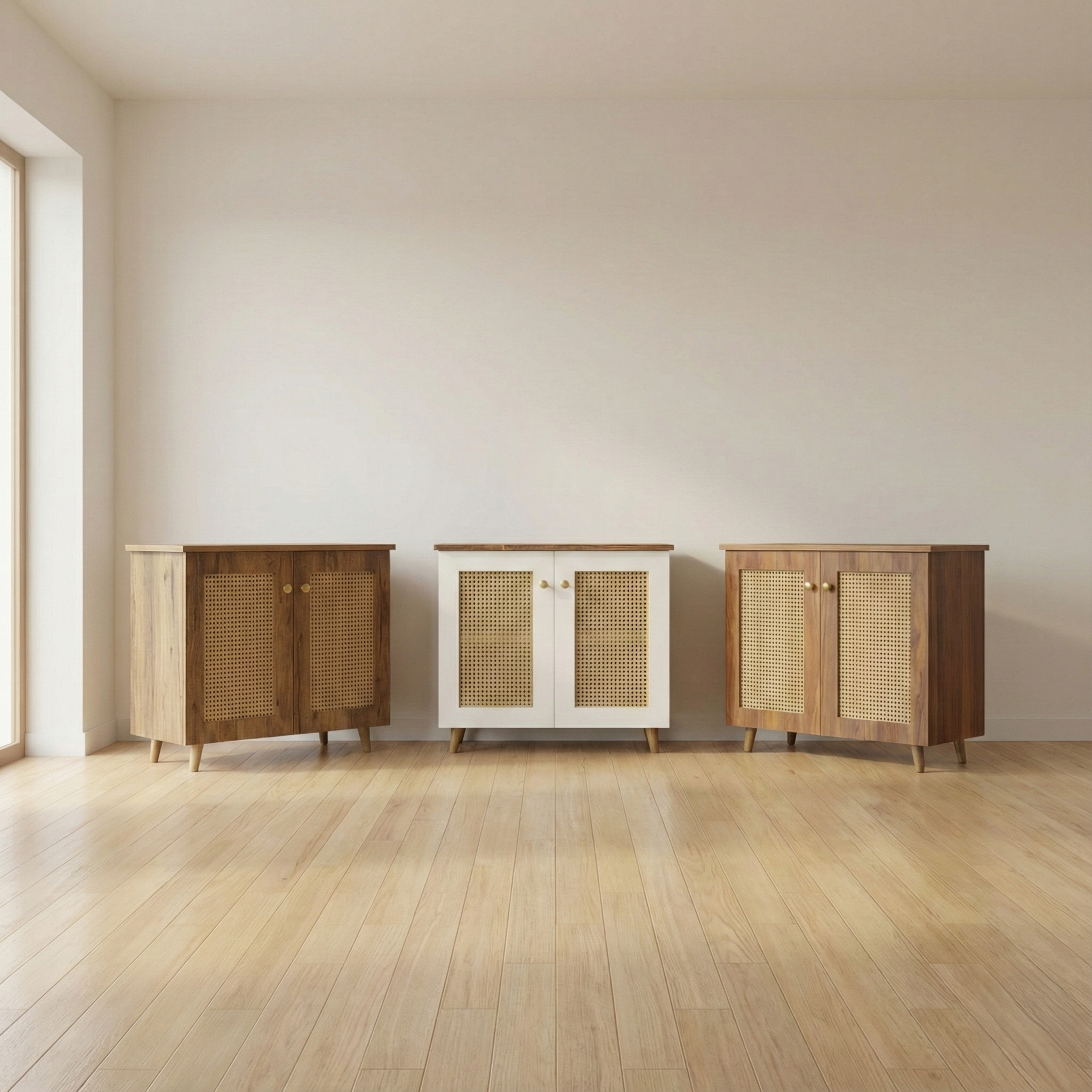 ROMA Shoe Cabinet - Walnut/White