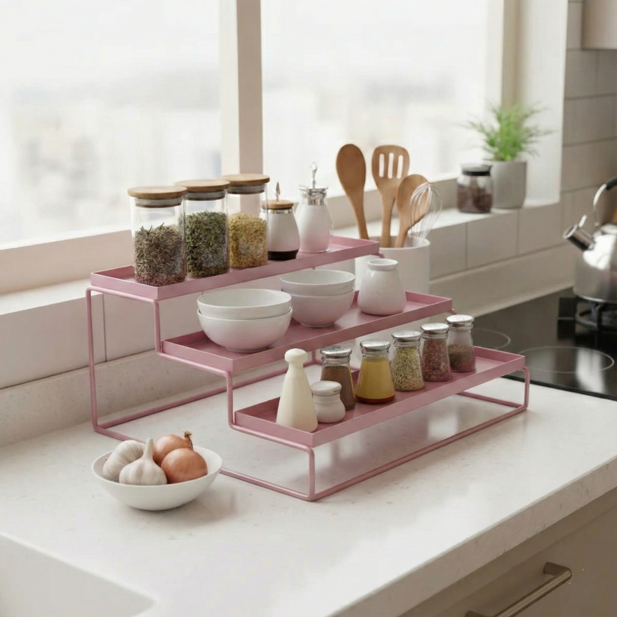 TRIZEN 3 Tier Step Rack Organizer
