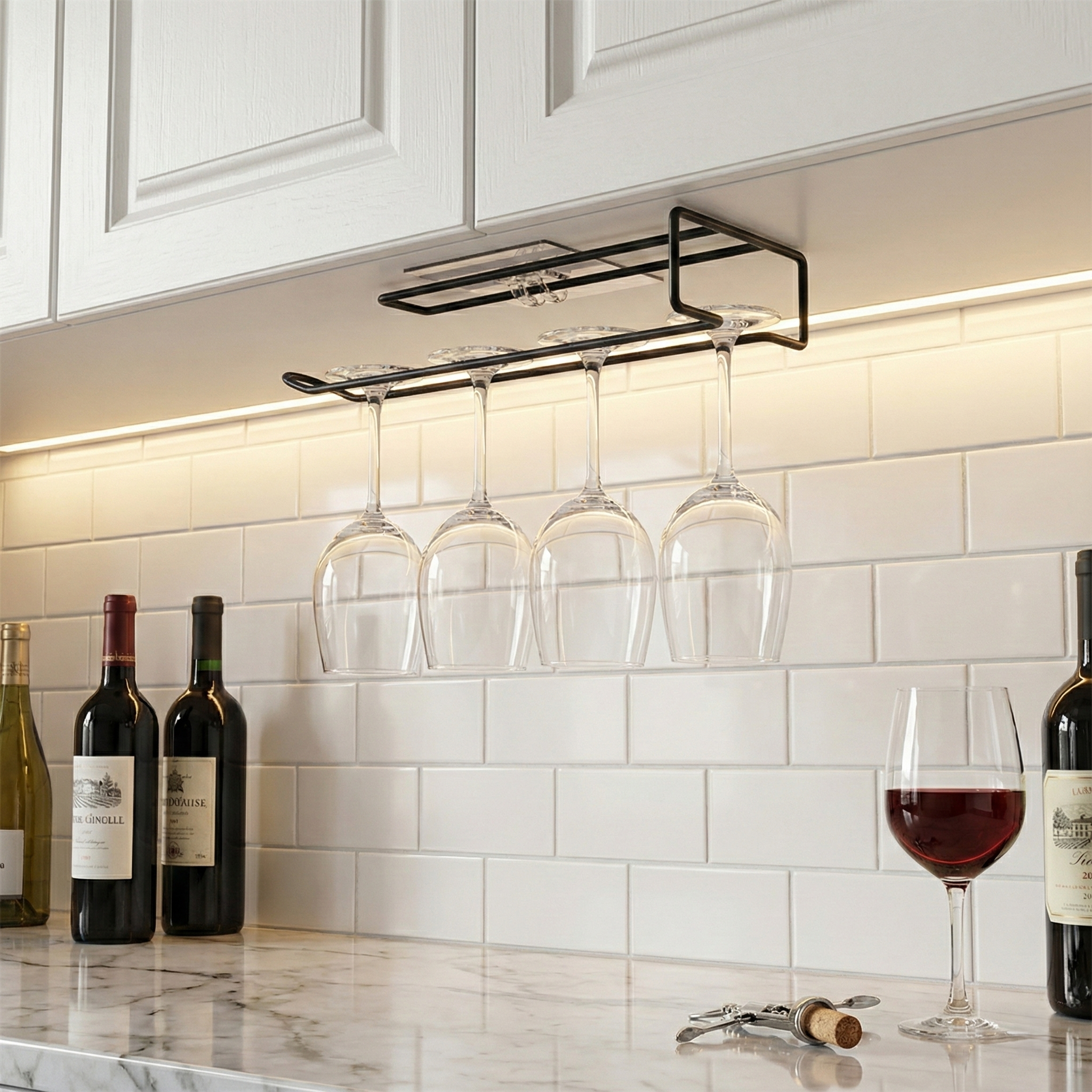 Kitchen Paper Towel Dispenser & Wine Glass Holder (3-in-1)